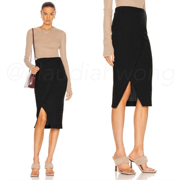 ENZA COSTA Cashmere Wrap Skirt in Black - Picture 1 of 6